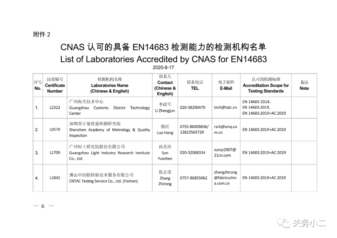 國內(nèi)具備歐盟CE認(rèn)證機(jī)構(gòu)名單及EN149/14683檢測機(jī)構(gòu)名單